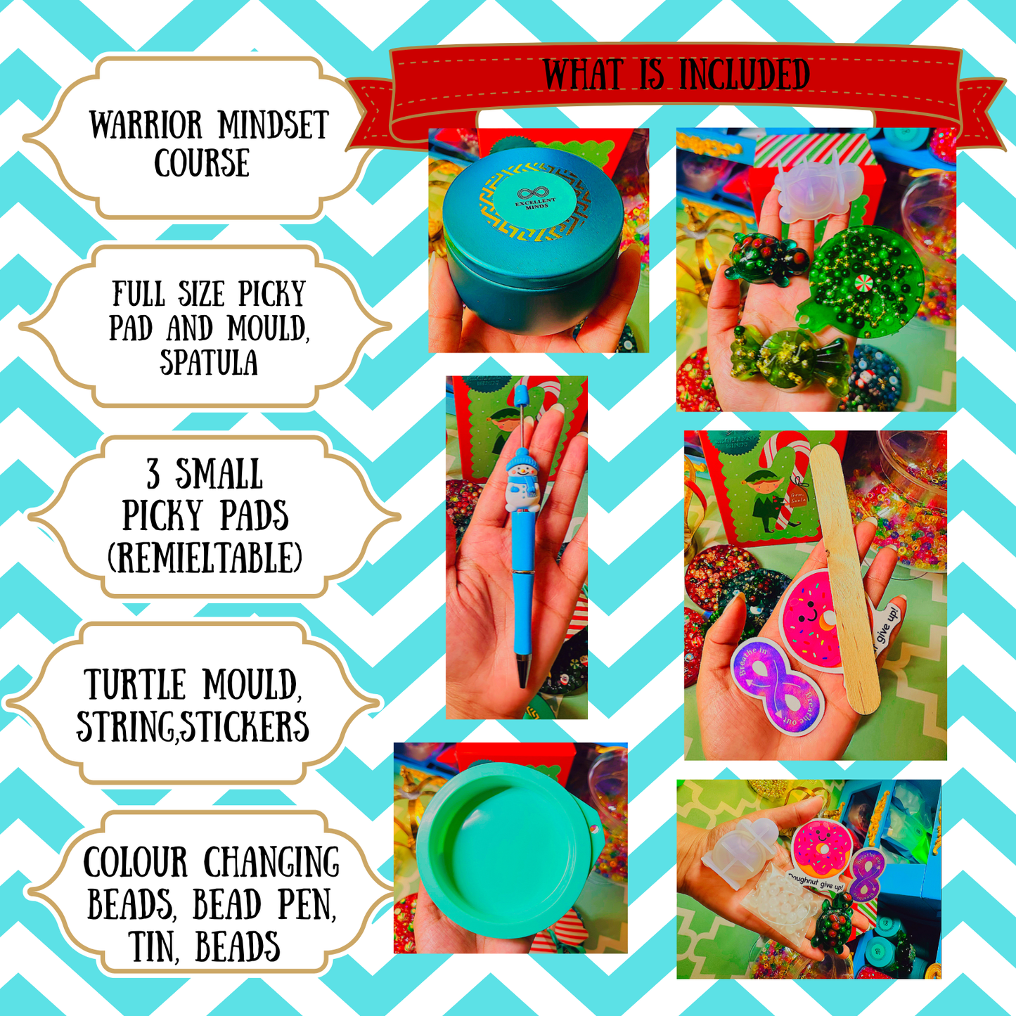 Reindeer Warrior Mindset Christmas Box and Course (re-meltable picky pad)