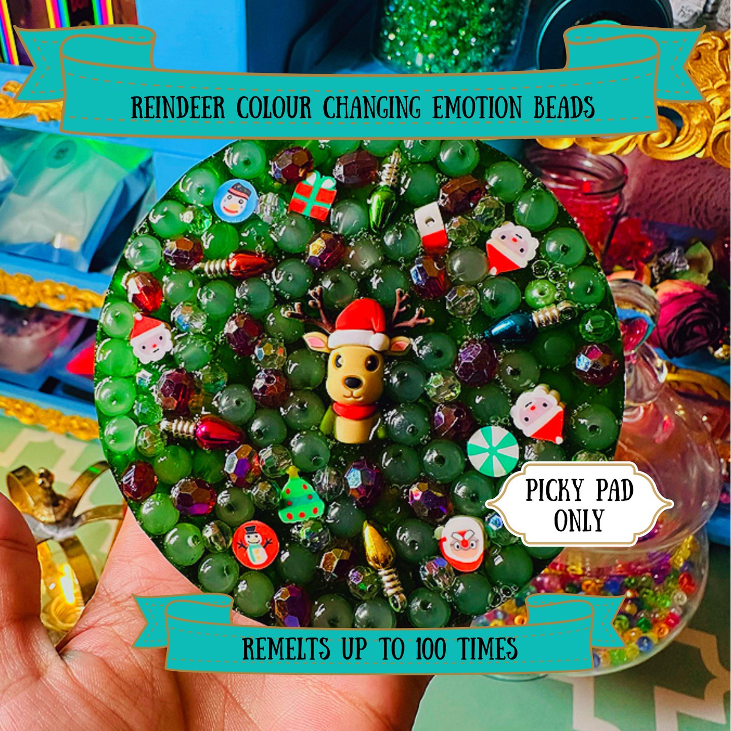 Reindeer Picky Pad Colour Changing Emotion  Beads (Remeltable)