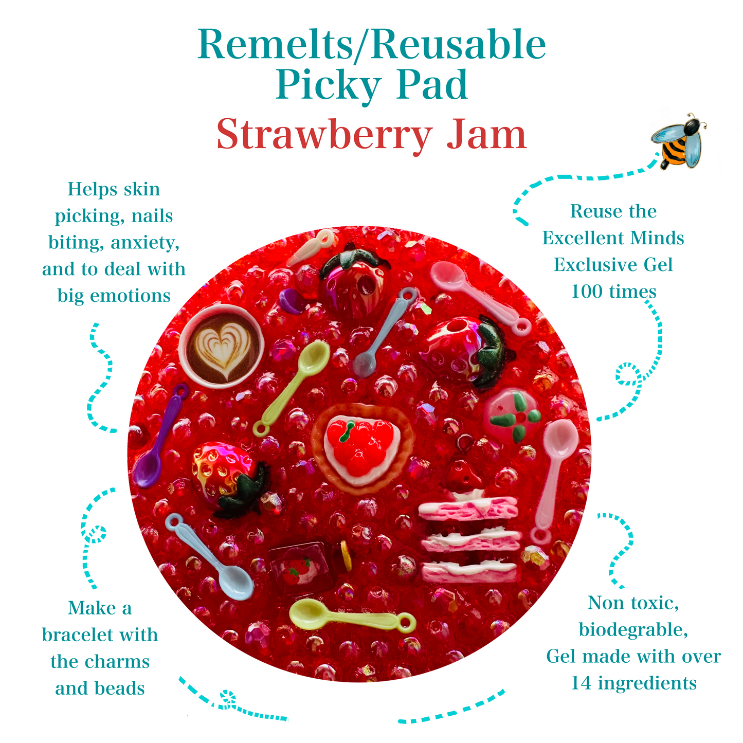 A Strawberry Jam Picky Pad and bracelet making kit  (re-meltable)