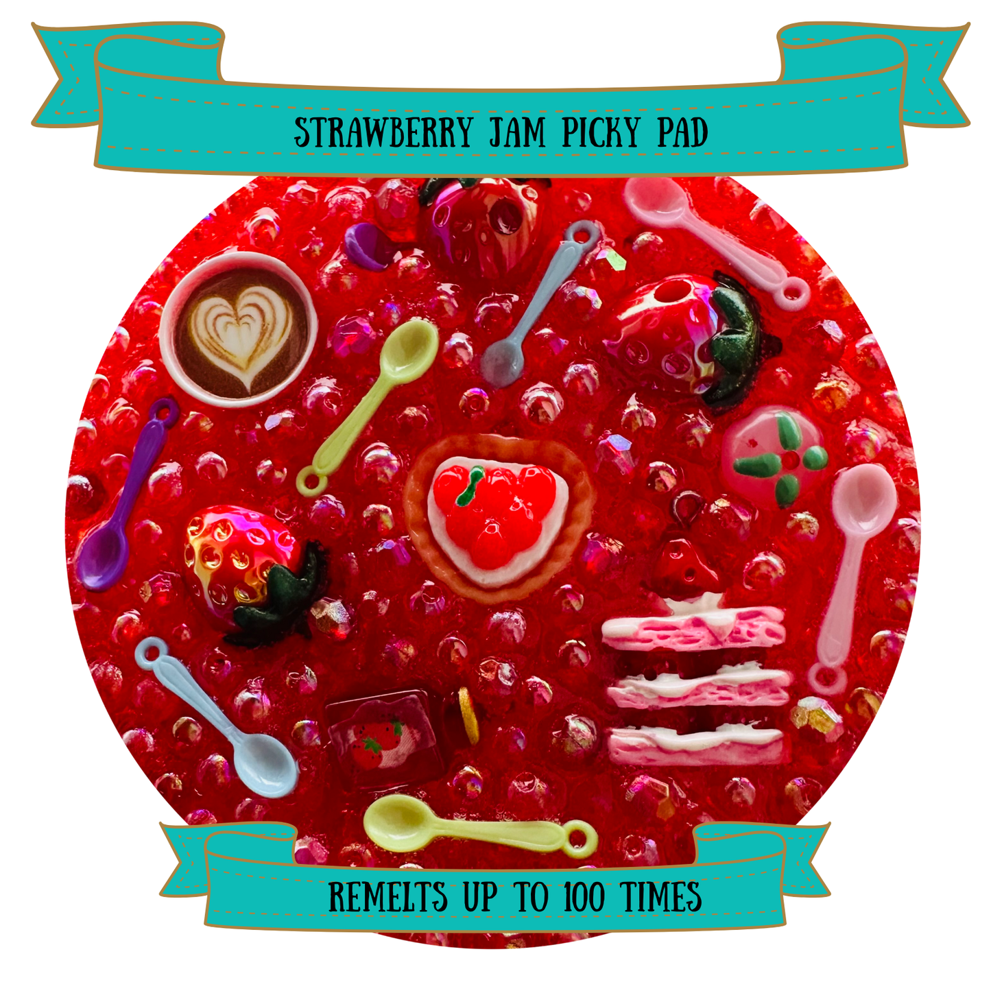 A Strawberry Jam Picky Pad and bracelet making kit  (re-meltable)